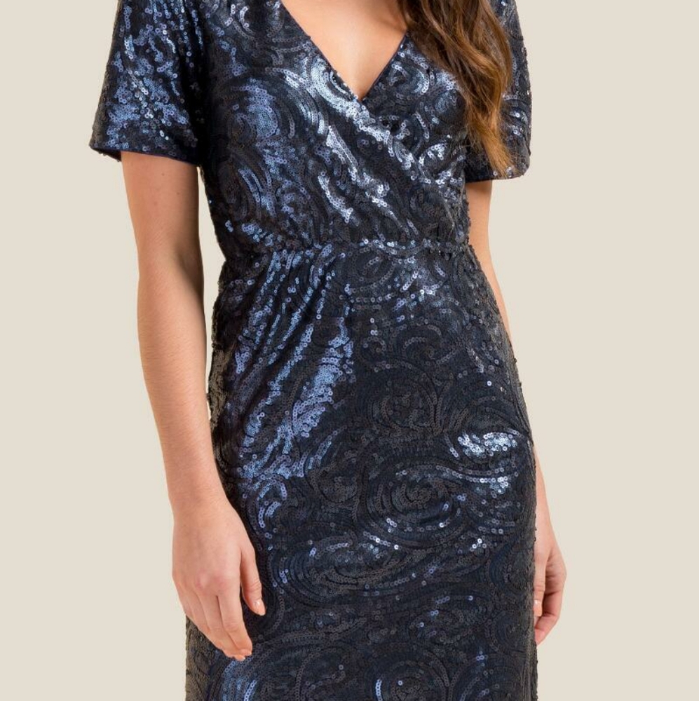 Francesca's Navy Blue Sequin Dress